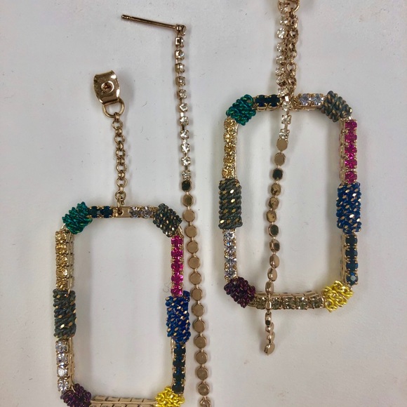 Designer Handmade Stunning Square &Chain Earrings-Boutique - Picture 3 of 4